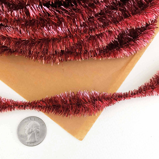 3-1/4" Bumps Metallic Rose Pink Retro Chenille Bump Wired Tinsel Garland ~ 1 yd. (12 bumps)